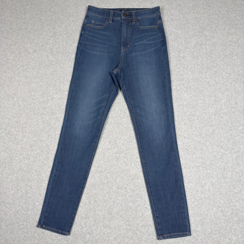 Uniqlo Jeans Women High Rise Skinny Straight Leg Blue Denim 25 Casual Dark Wash
